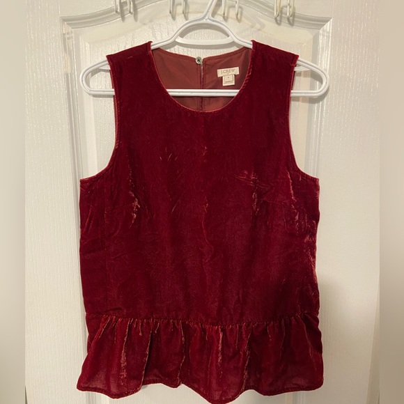 J. Crew Tops - J. Crew Red Velvet Peplum top